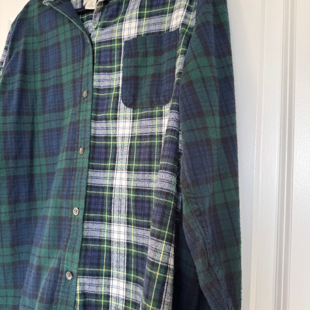 L.L.BEAN Women’s Scotch Plaid Flannel Colorblock Button Down Shirt, Size XL EUC! - Picture 4 of 10